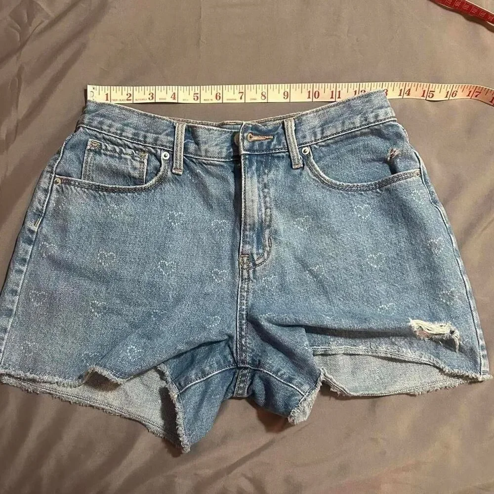 Denim shorts with hearts